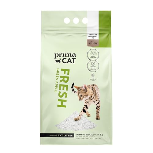 PrimaCat - Hygienischer Katzenstreu mit Apfelgeruch, langanhaltender Ton, 5 L (4 kg)
