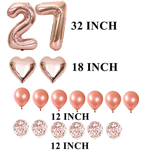 Decorazione di compleanno 27 oro rosa, 27 anni