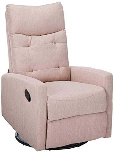Image of Great Deal Furniture Ishtar Contemporary Glider Swivel Push Back Nursery Recliner - Light Blush and Black Finish 25D x 35.75W x 39H in