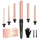 BESTOPE PRO Hair Curler 6-in-1 Curling Wand Set, Curling Iron with 2 Temperature Control, Curling Tongs with Heat-Resistant Glove and 2 Hair Clips