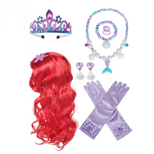 Yosbabe Princess Mermaid Wig Ariel Braid Princess Mermaid Ariel Halloween Costume Cosplay Accessories for Kids Girls (purple2)