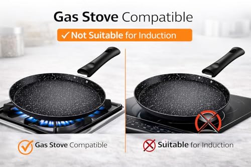 Image of Non Stick Granite Dosa Tawa for Gas Stove | Flat Roti Chapati Tawa Pan | Heavy Duty Pancake & Crepe Pan with Handle | Ideal for Dosa, Uttapam, Paratha & Breakfast Cooking