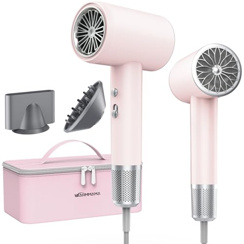 Warmmama 1500W Ionic Hair Dryer with Diffuser & Nozzle, Pink