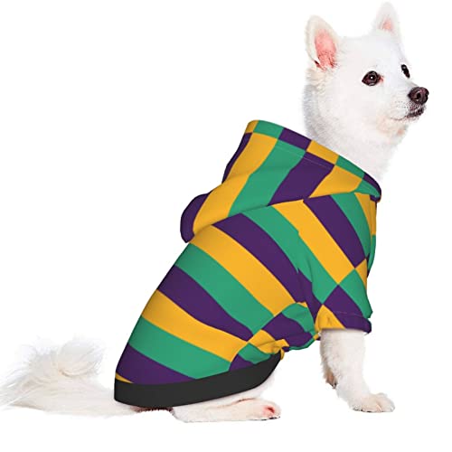 Aiyoolee Unique Dog Hoodie Clothes, Mardi Gras Jester, Warm Puppy Clothes with Hat, Dog Hooded Outfits Pullover Sweatshirts Dog Coats for Winter