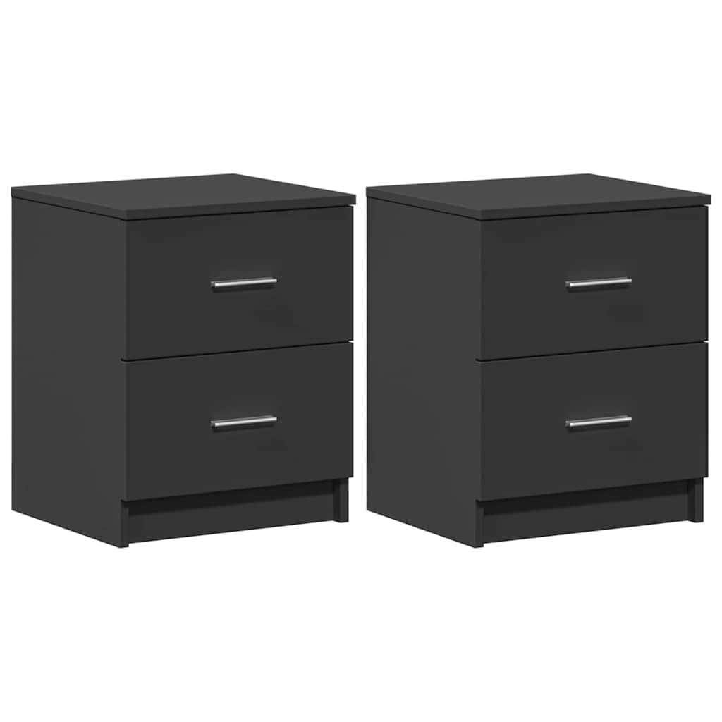 Lot de 2 tables de chevet avec 2 tiroirs - Noir - 40 x 36 x 50 cm