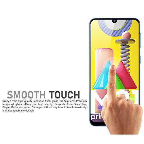 Image of SupCares Tempered Glass for Samsung Galaxy M31 With Installation Kit | 9H Edge to Edge Screen Protector | Black