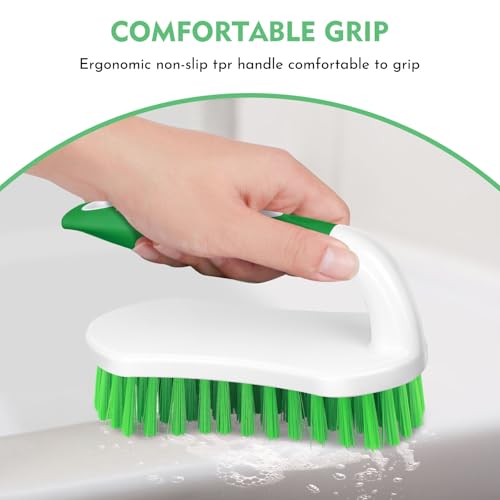 Image of SetSail Scrub Brush, Heavy-Duty Scrub Brushes for Cleaning with Stiff Bristles Cleaning Brush for Shower, Bathroom, Carpet, Kitchen and Bathtub Scrubber - 2 Pack Green