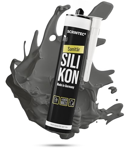 SCRINTEC Sanitär Silikon anthrazit (310 ml) Premium Dichtstoff für Bad & Küche Wasserfest langlebig & schimmelresistent Perfekt für Fugen in recycelter Kartusche Made in Germany