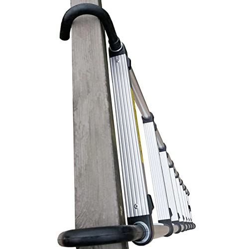Escalera telescópica con ganchos de techo, extensión de aluminio, escalera telescópica para el hogar, RV, ático, uso al aire libre, capacidad de carga de 150 kg (tamaño: 4,3 m)