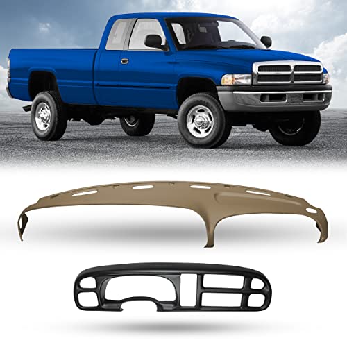 Dashskin American Made Molded Dash & Bezel Cover Kit Compatible With 99-01 Dodge Ram In Camel Tan - Easy Second Gen Cracked Dash Fix #TOP14
