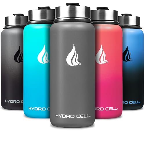 Image of HYDRO CELL Stainless Steel Insulated Water Bottle with Straw - For Cold & Hot Drinks - Metal Vacuum Flask with Screw Cap and Modern Leakproof Sport Thermos for Adults (Graphite 32oz)