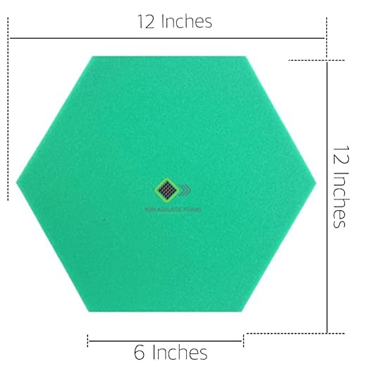 Image of YGM Acoustic Foams Professional Hexagon Acoustic Foam Panels, Absorption Panel, 12 X 12 X 1 inch High Density Edge Wall Tiles for Acoustic Treatment (Emerald Green, Set of 10)