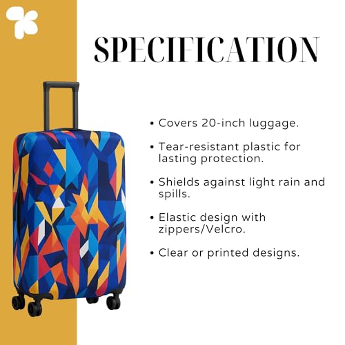 Image of AMPEREUS 20 Inch Trolley Bag Cover - Durable Polyester Fabric with Multicolour Abstract Print Luggage Cover for Suitcase | Small Size Stretch Protective Trolley Cover