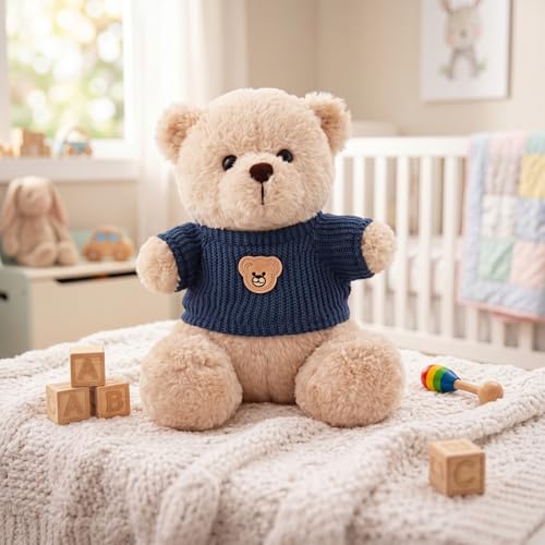 FuzzyTales Teddy Bear Soft Toy with T-Shirt 23cm | Plush Stuffed Animal for Kids & Adults | Plushie for Cuddles & Room Decor | for Birthday Gifts, Rak