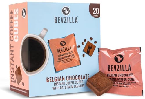 Image of Bevzilla 20 Belgian Chocolate Instant Coffee Cubes | Made with Date Palm Jaggery & Arabica Beans | No Refined Sugar | No Preservatives | Coffee Premix with Real Ingredients| Enjoy Hot & Cold