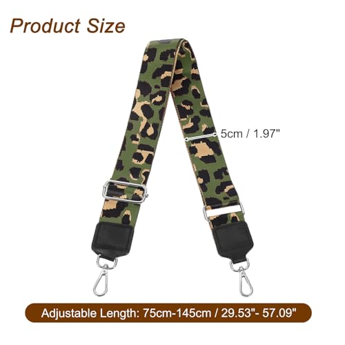 Image of uxcell Wide Shoulder Strap, 5cm Adjustable Purse Strap Replacement Crossbody Strap for Shoulder Bag Handbag, Dark Green, Silver Square Mouth Buckle