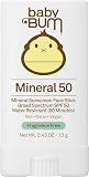 Sun Bum Baby Bum Mineral SPF 50 Sunscreen Stick - Hawaii 104 Act Compliant (Without Octinoxate & Oxybenzone) - UVA/UVB Face and Body Protection - Unscented for Sensitive Skin - Travel Size - 0.45 Oz