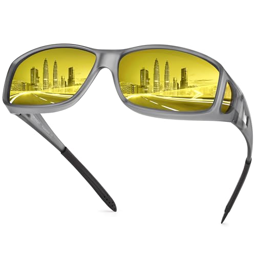 Image of URUMQI Night Vision Driving Glasses Fit Over Eyeglasses for Men Women