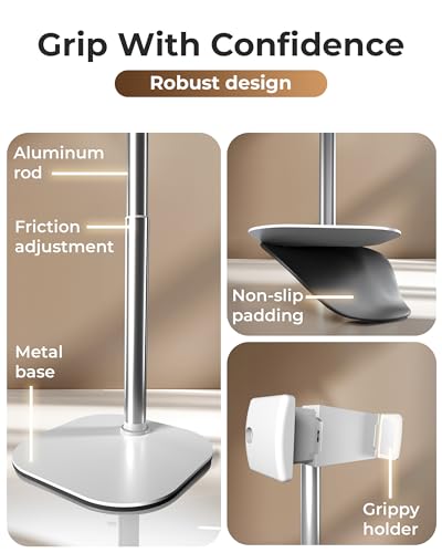 COOPER ChatStand - Height Adjustable Cell Phone Stand for Desk | Rotating, Tilting, 9-14" Telescoping Eye-Level View Cell Phone Holder for Desk (Frost White, 2-Pack) - Thumbnail 4