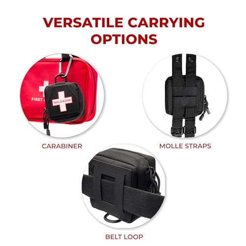 Image of 10 Pack Naloxone Belt Pouch for Overdose Kits with MOLLE Straps | Attaches to Duty Vests, Backpacks & Belts | Compact Design Holds Two Naloxone Nasal Spray Doses & Accessories | Naloxone Not Included