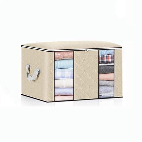 LUNYY Bolsa de Almacenamiento de edredón Plegable de 90L, Ventana Transparente portátil con Compartimento, Bolsa ordenada para Ropa, Organizador no Tejido a Prueba de Polvo para el hogar, 1 Uds.