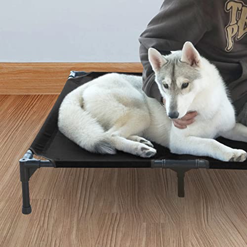 Buyplus Elevated Outdoor Dog Bed - 36”L Portable Camping Dog Cots, Breathable Raised Pet Bed With Anti-Slip Rubber Feet, Suited For Medium Large Dog Up To 150Lbs (Black) #TOP5