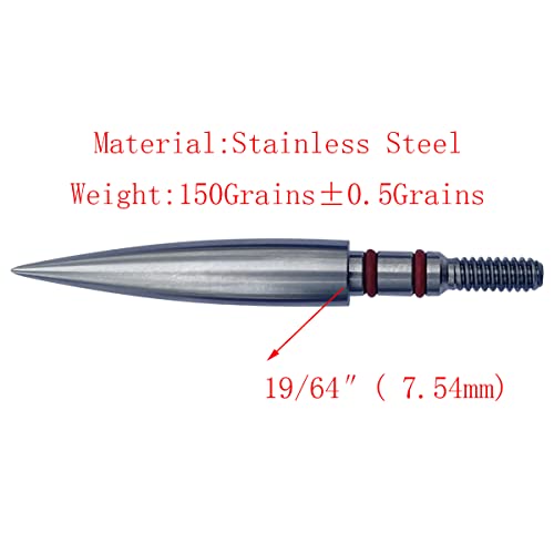 Field Points Arrowheads 100/125/150/200 Grains Archery Stainless Steel Screw In Tips And Broadheads (1 Dozen 12 Pcs)(19/64″150 Grains) #TOP1