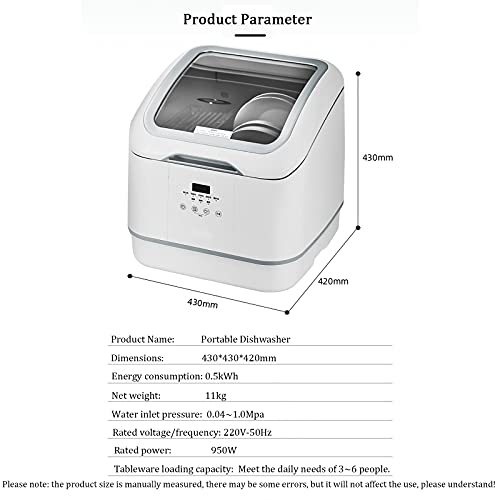 Draagbare Mini Vaatwasser, Compact Afwasmachine, 7 Programma's Mini Servies, Droge functie en licht voor appartementen… - Image 3