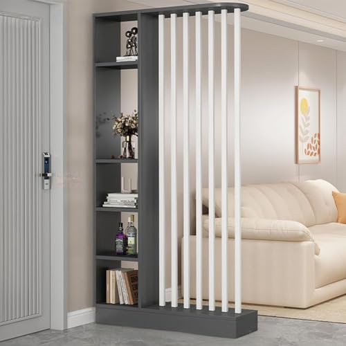IBOWZ Biombo Separador de ambientes de Madera, Independiente, de Suelo a Techo, con estantes, versátil, diseño Moderno y versátil para Dormitorio y Oficina