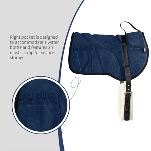 Image of Harrison Howard Ergonomically Designed Correct Bareback Pad with Side Pockets Extra Thick Center for Maximum Support Anti-Slip Bareback Pad Comes with Matching Girth