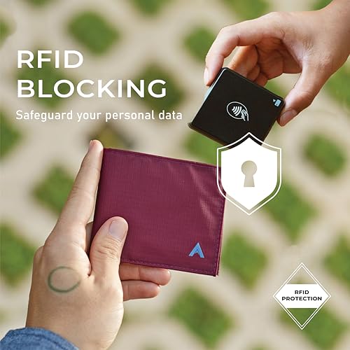 Image of Sport Wallet, RFID Blocking Slim (Nylon, Mulberry) | Slim Minimalist Front Pocket Nylon Sport Wallet, RFID Blocking, Water-Resistant, Holds 4-24+ Cards & Cash, Men & Women