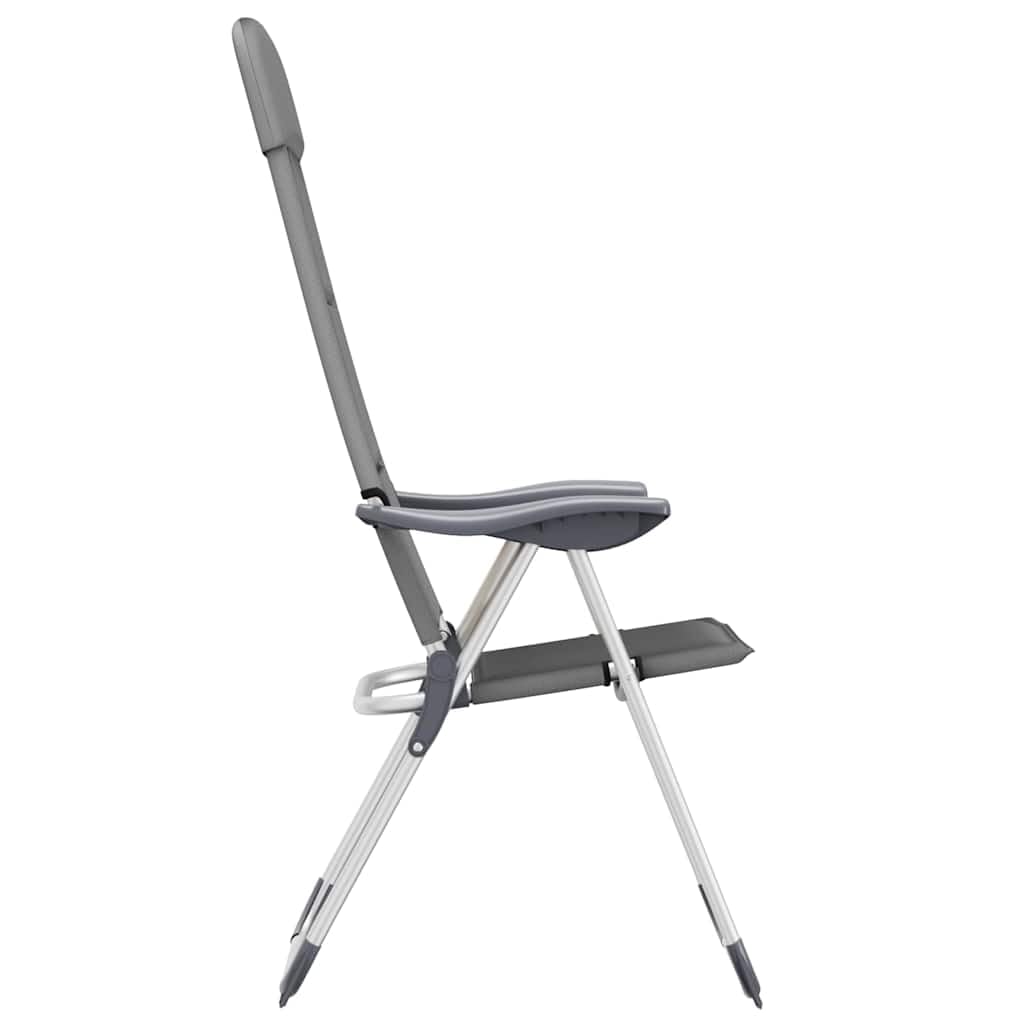 Campingstuhl 2 STK Grau Aluminium, 58 x 69 x 111 cm, klappbar, Ultraleicht und wetterfest, ideal für Camping, Garten, Strand, Wandern, Festival und Outdoor Aktivitäten