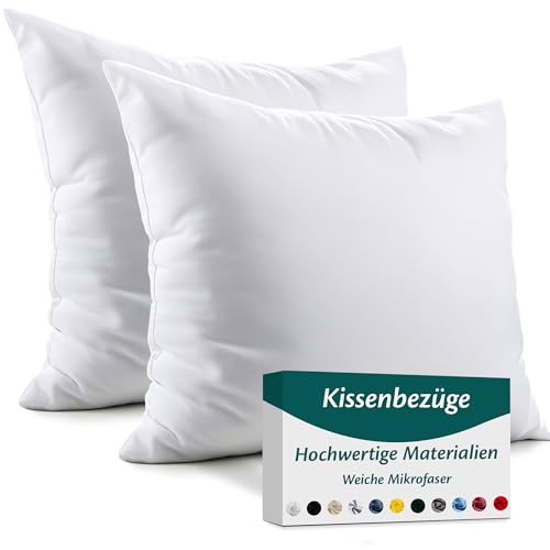 Kissenbezug 80x80 Mikrofaser Premium 2er Set Kopfkissenbezug 80 x 80...