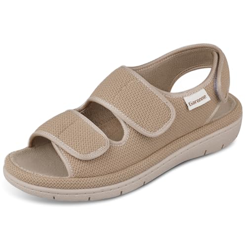Garonne Women's Adjustable Open-toe Slippers with Ankle & Instep Straps and Arch Support, Summer...