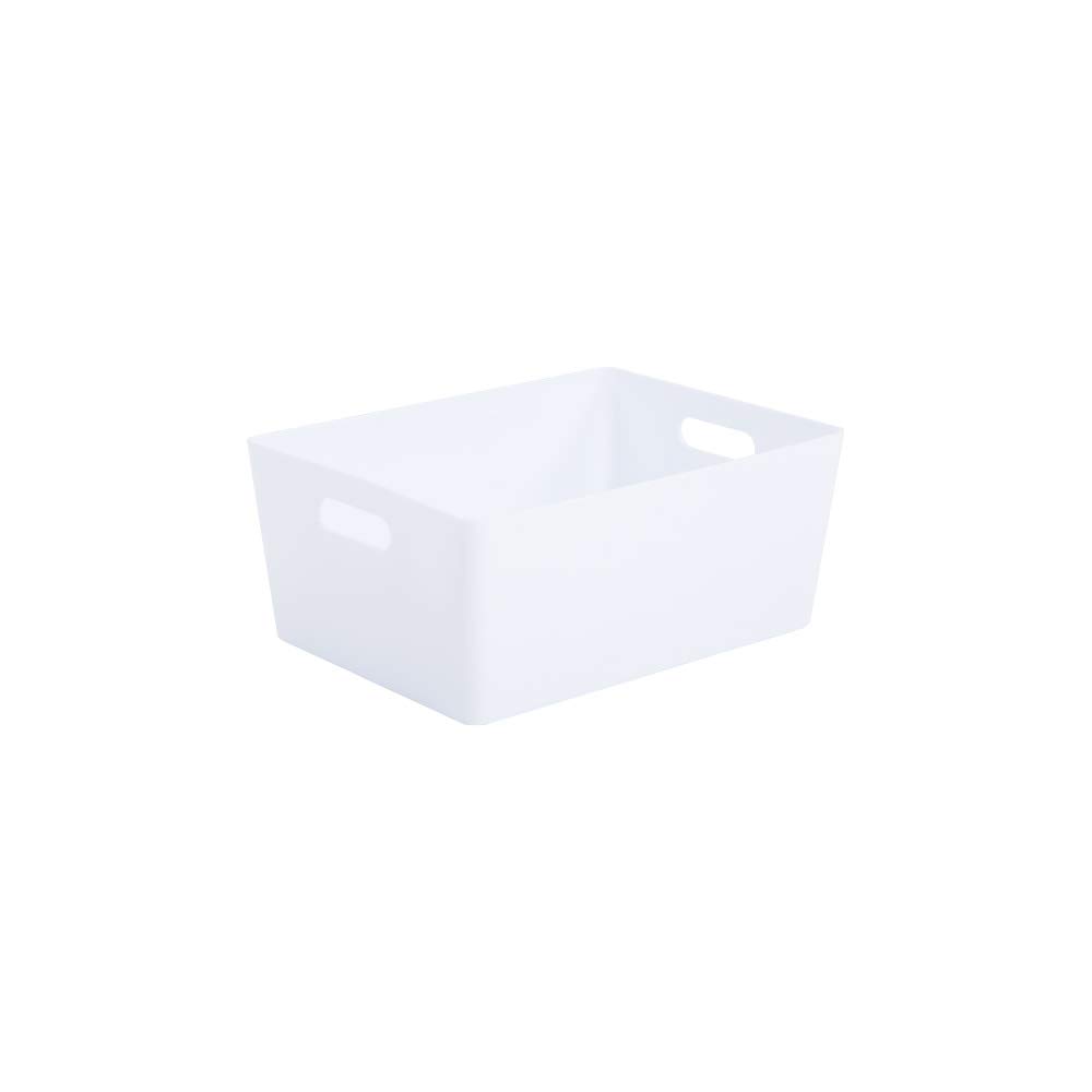 Wham Bam 5.02 Ice White Plastic Studio Storage Baskets Office Home & Kitchen Tidy Organiser 35 x 26 x 15cm (1 Basket)