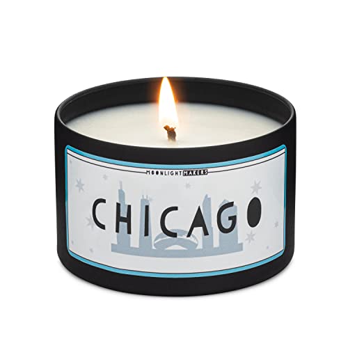 Moonlight Makers, Chicago (CHI), Walk In The Woods Scented Handmade Candle, Natural Soy Wax Candle, 25+ Hour Burn Time, 8oz Tin