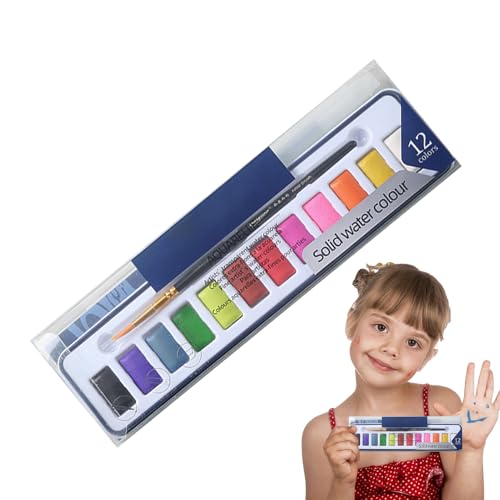 Juego de acuarela de viaje, kit de pintura ligero con pincel para niños, adultos, adolescentes, paleta de pintura de bolsillo para arte en interiores y exteriores, manualidades, pasatiempos