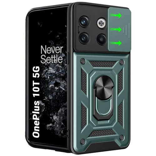 Image of TheGiftKart Tough Armor Bumper Back Cover Case for OnePlus 10T 5G | Sliding Camera Cover, Kickstand & Ring Holder | 360 Degree Protection Back Cover Case for OnePlus 10T 5G (PC & TPU, Blue)