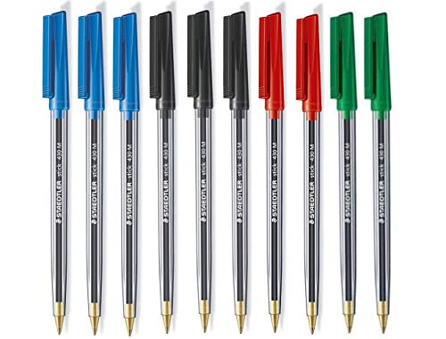 STAEDTLER Stick 430M Ballpoint Pen Medium Mixed Colours x 10