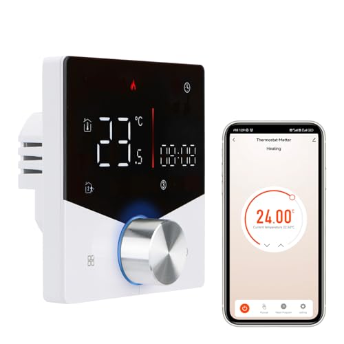 Wengart Termostato Matter WG009, 2.4GHz WIFI AC230V 3A per sistema di riscaldamento dell'acqua, codice di scansione per connettersi direttamente HOMEKIT/APPLE HOME/ALEXA/GOOGLE HOME/Smart Life