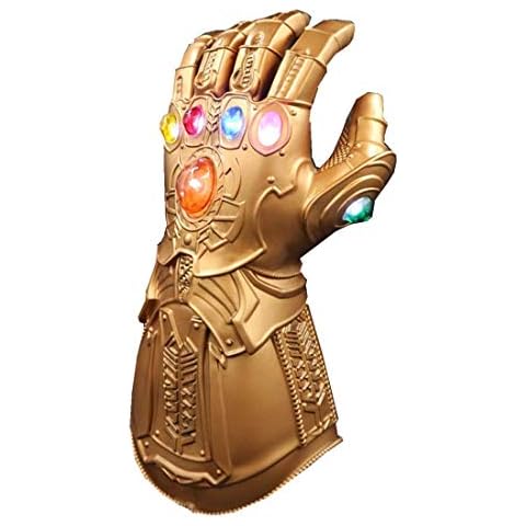 UrMsun Guante de los Vengadores con Luces LED, Guantele Thanos Vengadores 4 Final del Juego Iron Man Infinity Gauntlet Hulk Thanos Capitán América Thor Cosplay con 2 Pilas Recambio Cover