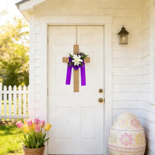 Croix de Pâques à suspendre 40 cm, idée cadeau décoration chrétienne - 8