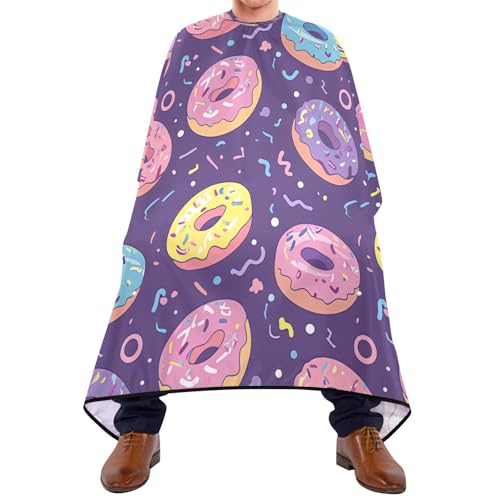 Kigai Cartoon Donuts Hair Cutting Cape for Men & Women Waterproof Barber Cape Professional Hairdressing Salon Styling Apron with Adjustable Closure Snap