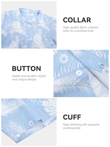 Image of Yoimira Hawaiian Shirts for Men, Print Mens Casual Short Sleeve Button Down Shirts Floral Aloha Beach Shirt