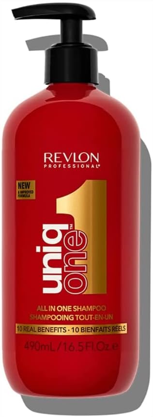 REVLON PROFESSIONAL UniqOne Champú y Acondicionador Todo en Uno para Cabello Seco y Dañado, 490ml