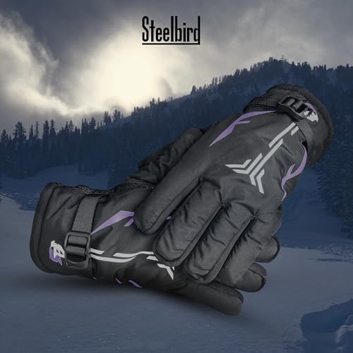Image of Steelbird Full Finger Winter Gloves with Fur Inside - Warm, Windproof, Waterproof, Scratch Proof, Unisex Design for Men and Women, Ideal for Cold Weather