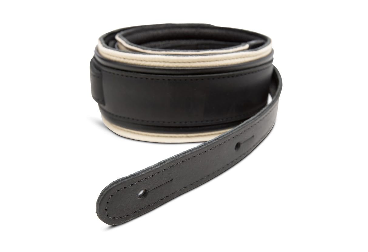 Taylor American Dream Gitarrengurt aus Leder, 6,3 cm, Weiß/Schwarz