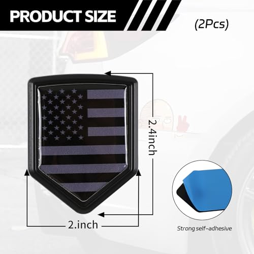 Image of 2PCS American Flag Emblem Sticker, Embossed 3D Metal USA Flag Car Bumper Emblem Decal Sticker, Universal SUV Truck Motorcycle Body Emblem