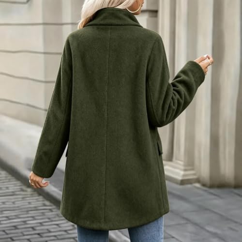 Trench Coat Women Zip Up Stand Collar Side Pocket Casual Jacket Fall Winter - image 7