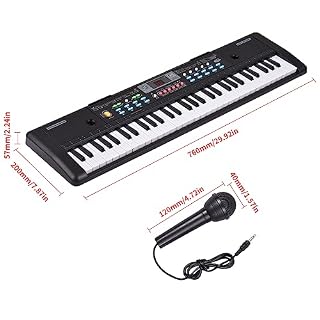 COMETX Orgue électronique USB 61 touches 61 touches USB orgue électronique piano électrique avec microphone noir musique numérique clavier électronique écran LED double haut-parleurs stéréo intégrés - Les Beatles, Paul McCartney, John Lennon, RIngo Starr, George Harrison COMETX Orgue électronique USB 61 touches 61 touches USB orgue électronique piano électrique avec microphone noir musique numérique clavier électronique écran LED double haut-parleurs stéréo intégrés – Image 6